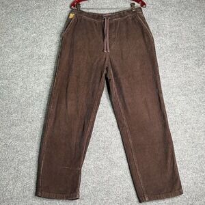 Empyre Corduroy Pants Small Brown Relax Wide Leg Drawstring Y2K